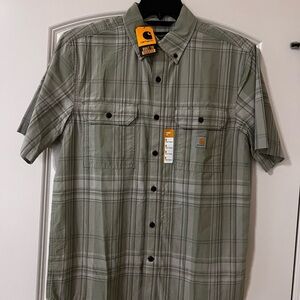 Carhartt Men's Olive Plaid Button Down Shirt
